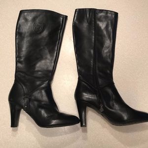 Etienne Aigner Knee High Black Leather Boots